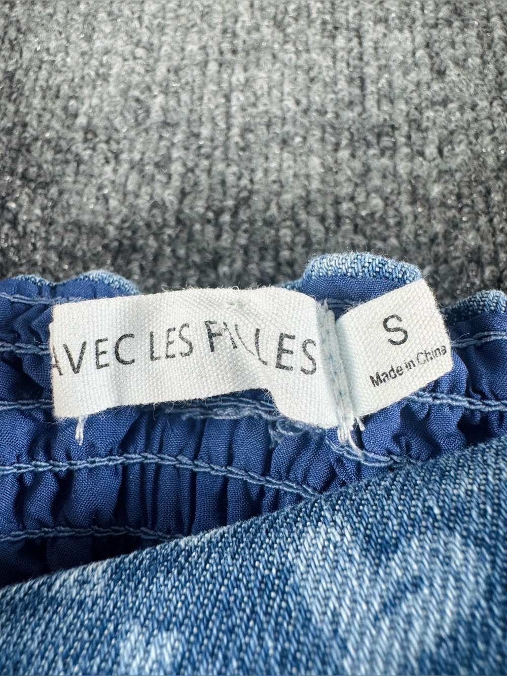 Avec Les Filles Anthropologie Denim BabyDoll Dress with Oversized Bow Detail - Picture 8 of 9